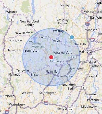 Service area radius.